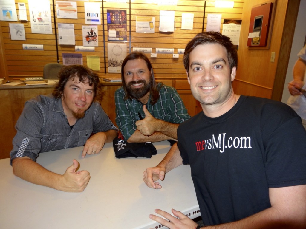 Sharing mevsMJ.com with Mark Lee and Mac Powell of Third Day