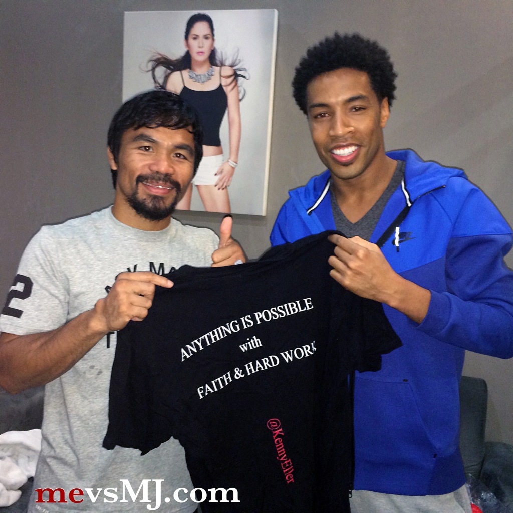 Manny Pacquiao with my friend Dante Swain, supporting mevsMJ.com