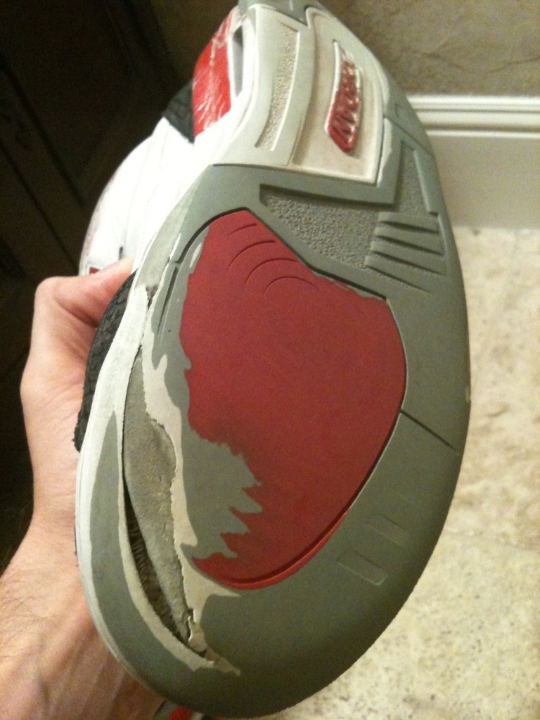 A pair of my worn-out and retired Jordans!